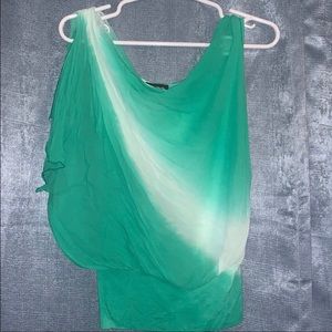 Green shoulder ombré sheer top